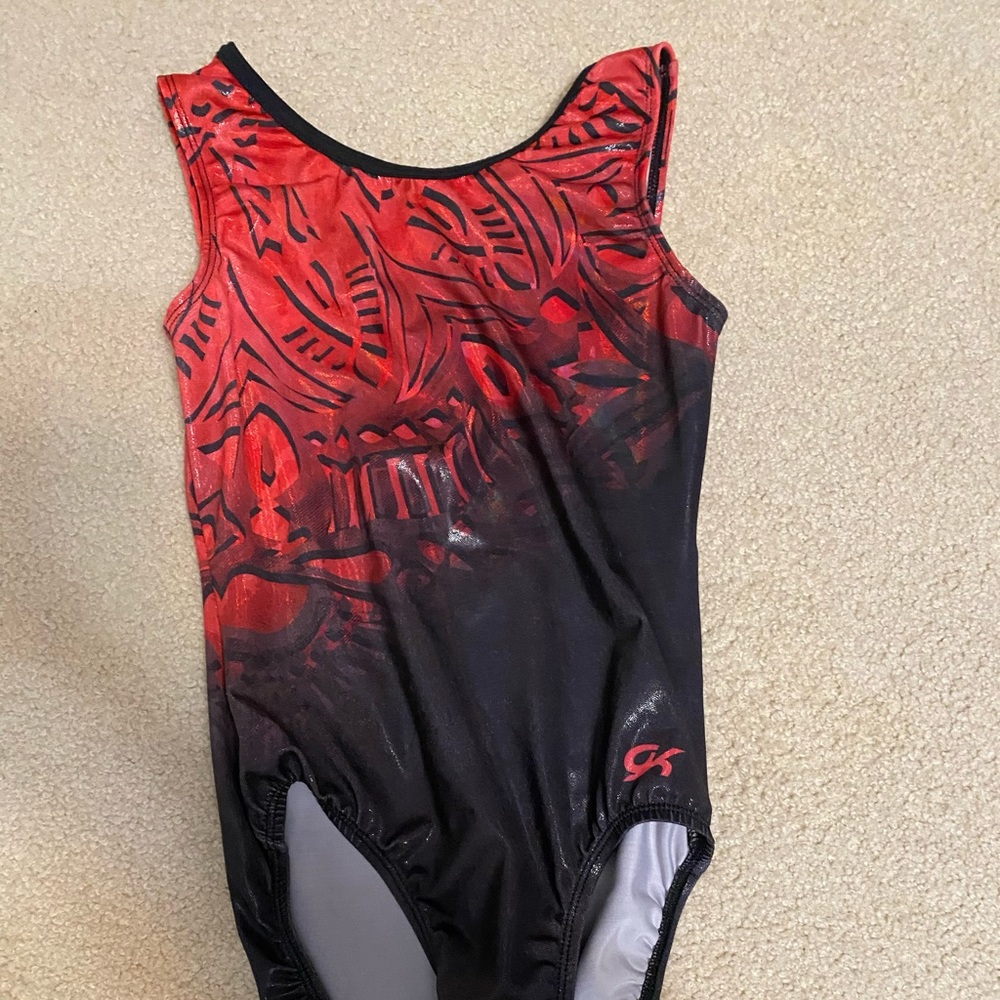 GK red and black designed leotard
